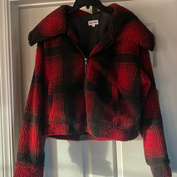 superdown Jackets & Blazers - Superdown red & black Sherpa jacket